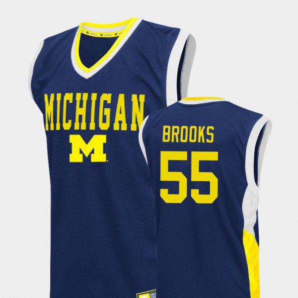 Michigan #55 Men Eli Brooks Jersey Blue University Fadeaway College Basketball